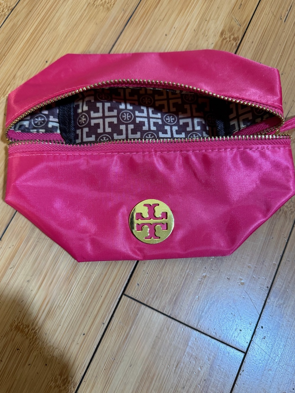 Tory Burch Nylon Cosmetic Toiletry Jewelry Bag Pouch Hot Pink OS - Picture 7 of 11